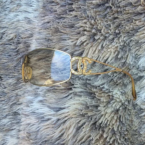 Authentic Chanel Gold Sunglasses crystal CC - Picture 8 of 14